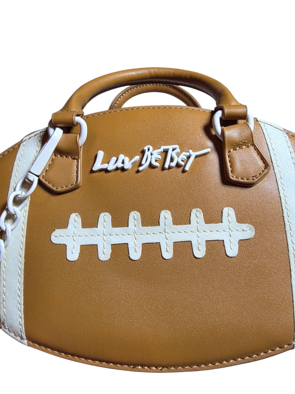 Luv Betsey by Betsey Johnson Tan Football Novelty Crossbody Bag Satchel - Picture 10 of 16